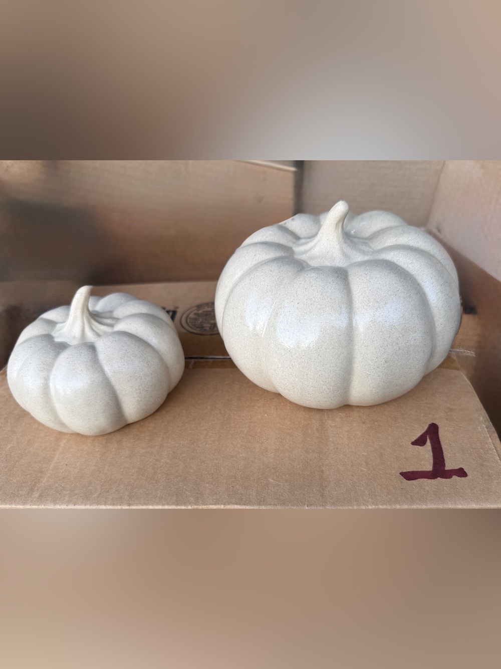 Neutral Ceramic Pumpkin Decor - Elegant White Home Accent